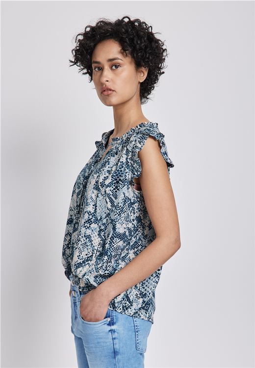 Blusón s/m con estampado animal print bicolor Street One Blue