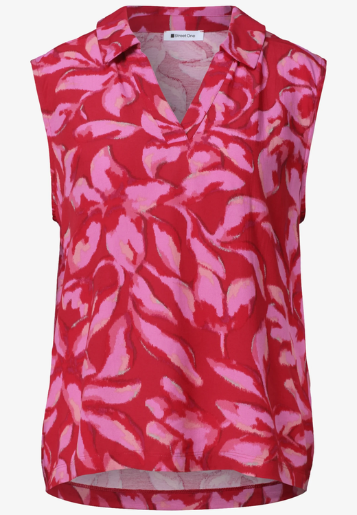 Blusón s/m con estampado floral tricolor Street One Off White