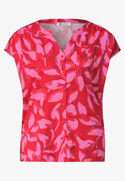 Blusón s/m con estampado floral tricolor Street One Red