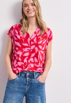 Blusón s/m con estampado floral tricolor Street One Red
