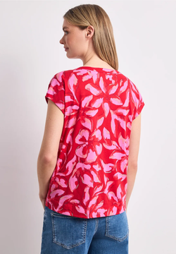 Blusón s/m con estampado floral tricolor Street One Red