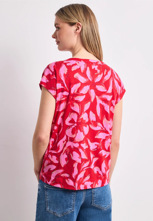 Blusón s/m con estampado floral tricolor Street One Red