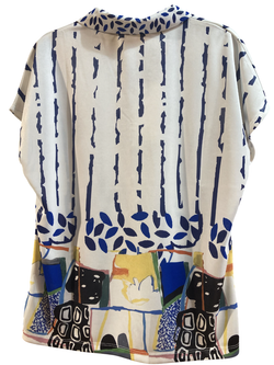 Blusón s/m con estampado multicolor Kalisson White