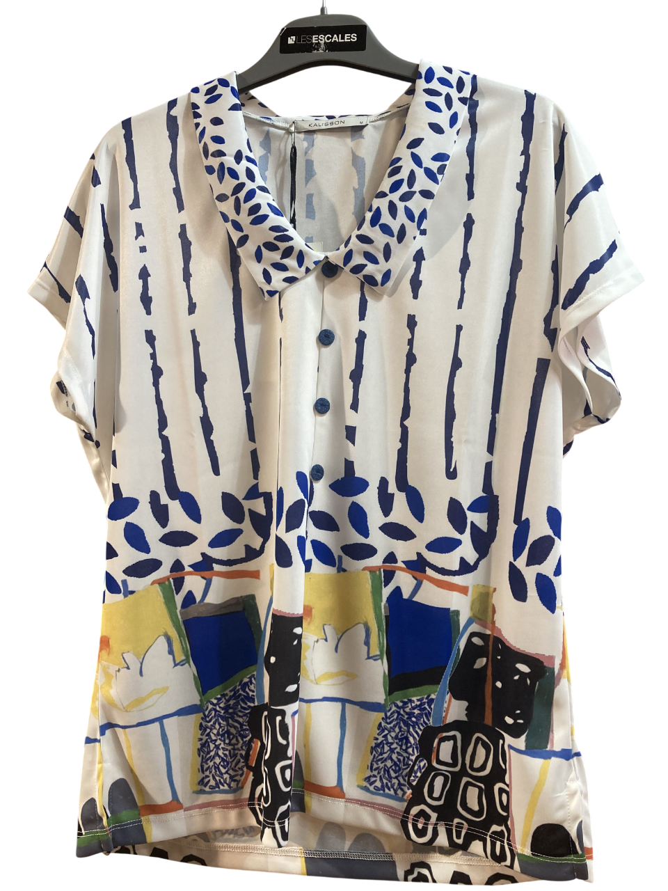 Blusón s/m con estampado multicolor Kalisson White 4XL