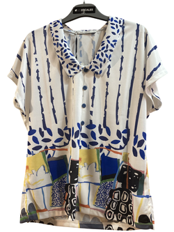 Blusón s/m con estampado multicolor Kalisson White