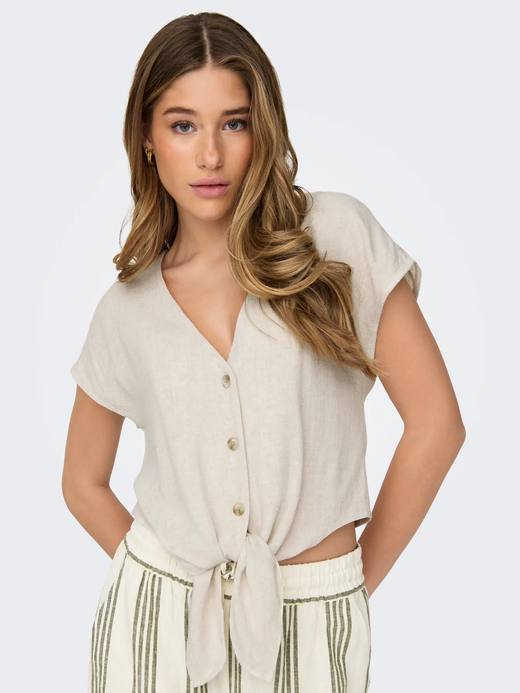 Blusón s/m de cuello V con nudo Only Moonbean
