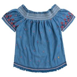 Blusón tejano con gomas en hombros flores Pepe Jeans Blue