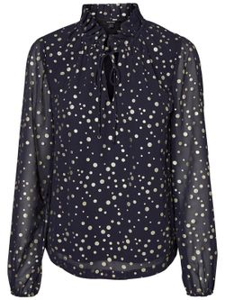 Blusón vestir gasa manga larga con topos Vero Moda Night Sky