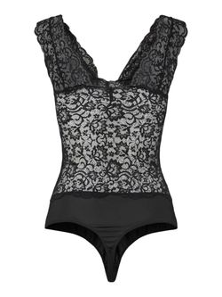Body con tirantes y encaje Pieces Black
