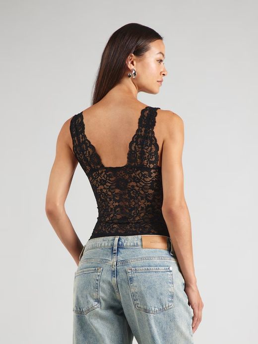 Body con tirantes y encaje Pieces Black