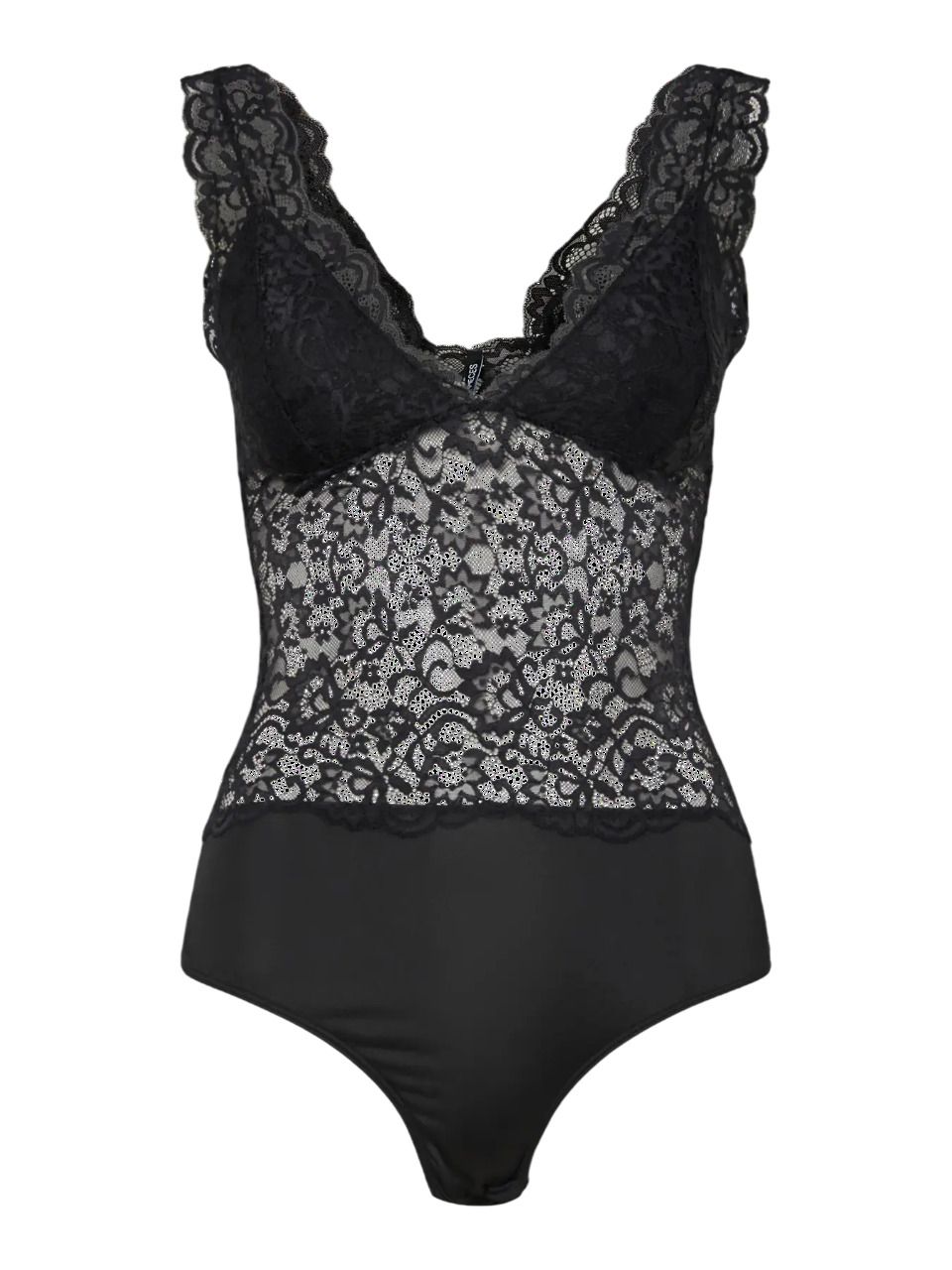 Body con tirantes y encaje Pieces Black