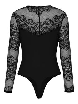 Body m/l con detalle encaje Pieces Black