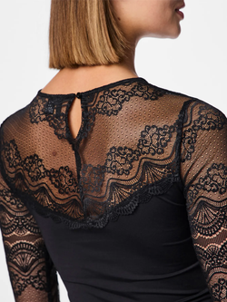 Body m/l con detalle encaje Pieces Black