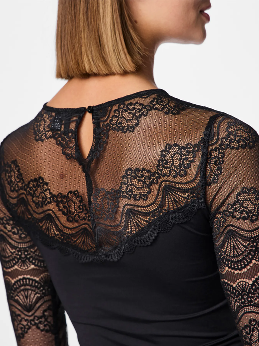 Body m/l con detalle encaje Pieces Black