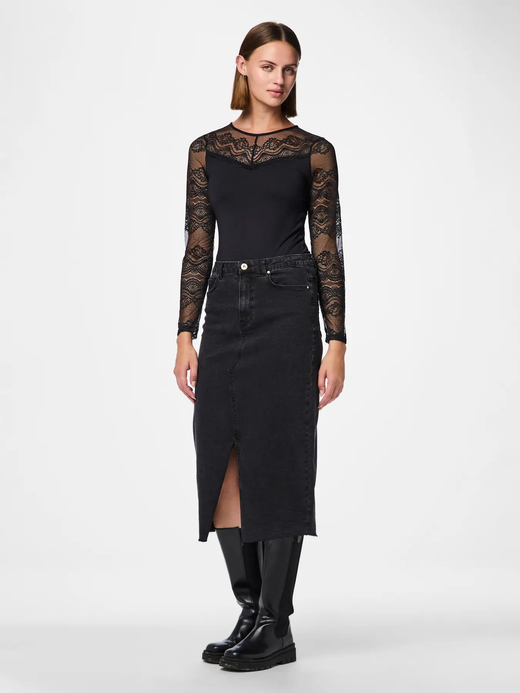 Body m/l con detalle encaje Pieces Black