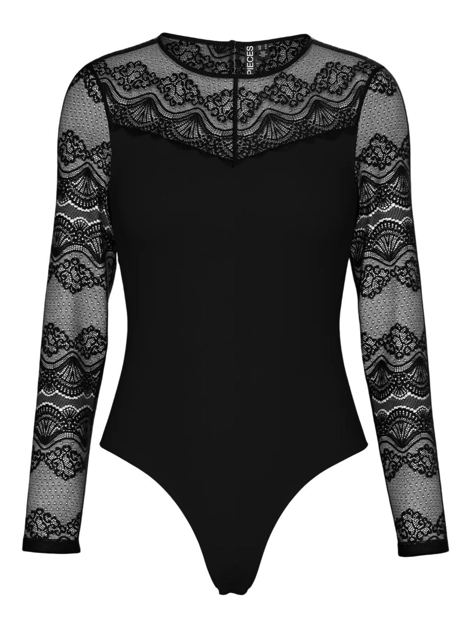 Body m/l con detalle encaje Pieces Black 4XL