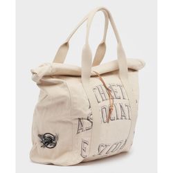 Bolsa grande algodón con letras branding Superdry Oatmeal