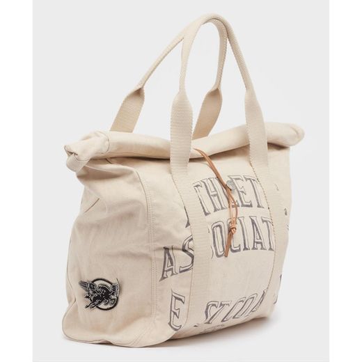 Bolsa grande algodón con letras branding Superdry Oatmeal