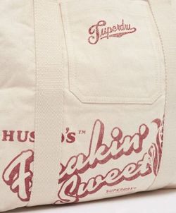 Bolsa grande algodón con letras branding Superdry Oatmeal