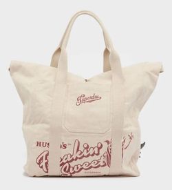 Bolsa grande algodón con letras branding Superdry Oatmeal