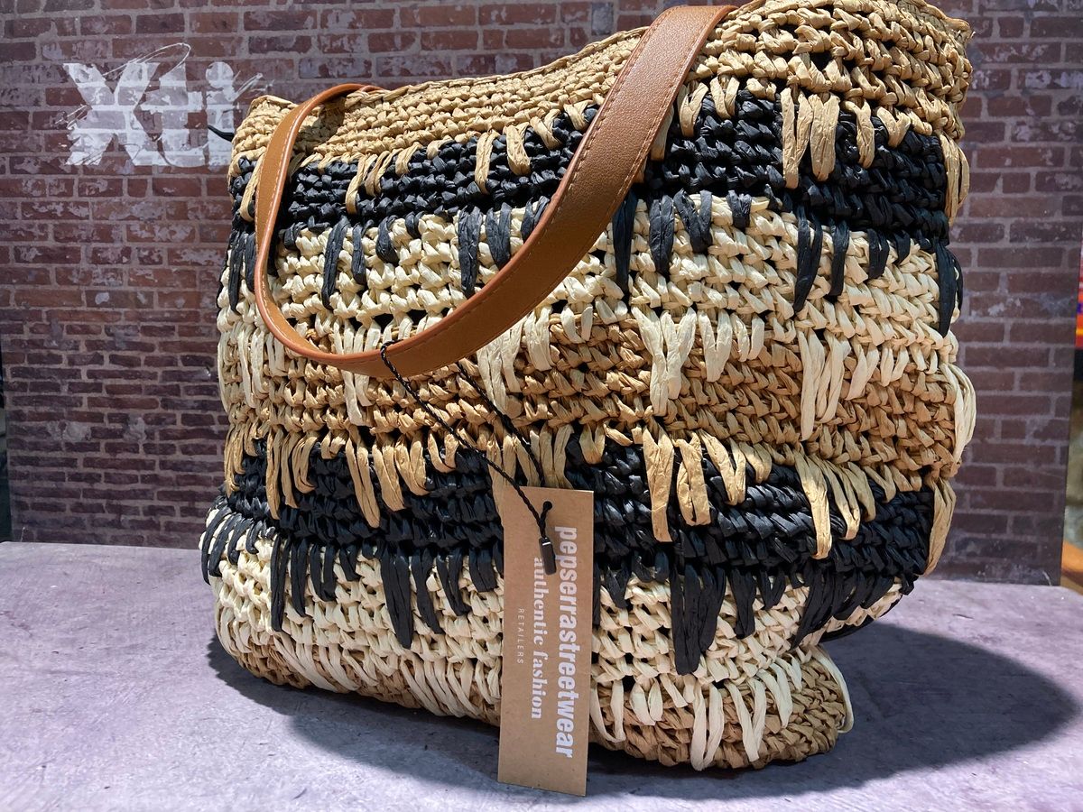 Bolso con cenefa tricolor Varis Sand U