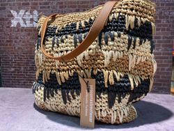 Bolso con cenefa tricolor Varis Sand