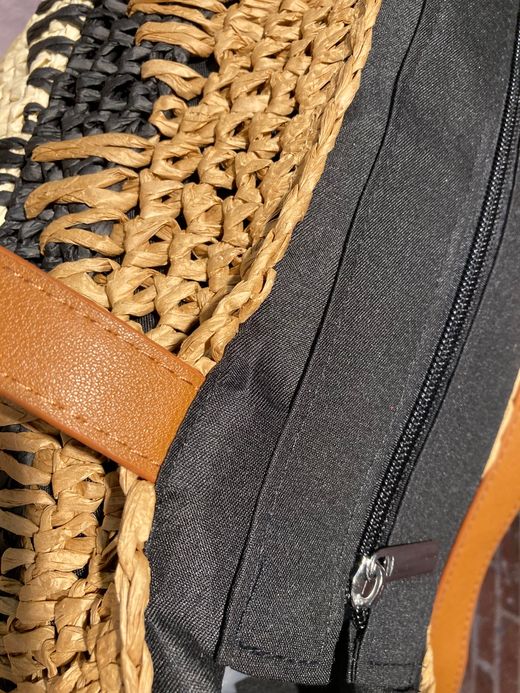 Bolso con cenefa tricolor Varis Sand