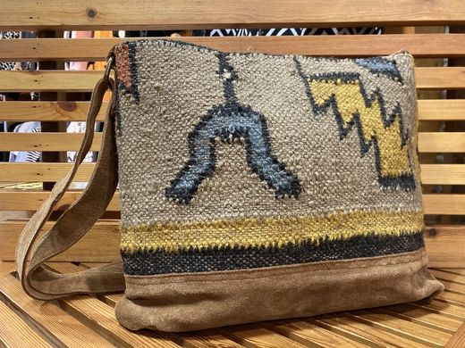 Bolso de piel combinado cruzado Varis Cognac