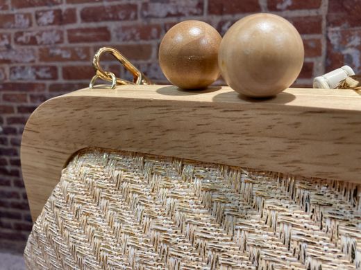 Bolso pequeño cruzado con detalle madera Varis Beige