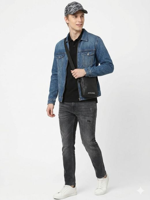 Bolso pequeño engomado cruzado Jack & Jones Black