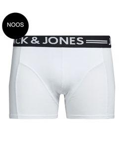Boxer elasticizzato tinta unita con banda a contrasto e lettere marchiate Jack & Jones White