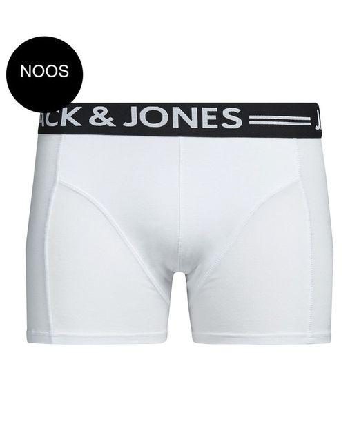Boxer elasticizzato tinta unita con banda a contrasto e lettere marchiate Jack & Jones White