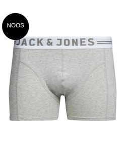 Boxer tinta unita elasticizzato con fascia bianca a contrasto e lettere marcanti Jack & Jones Light Grey Mela