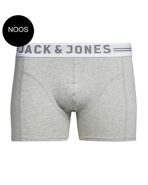 Boxer tinta unita elasticizzato con fascia bianca a contrasto e lettere marcanti Jack & Jones Light Grey Mela