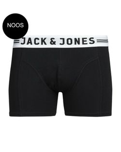 Plain stretch boxer with contrasting white band and branding lettering. Jack & Jones Black
