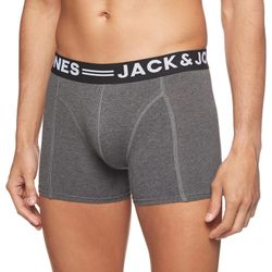 Schlichter Stretchboxer mit kontrastierendem schwarzen Band und Branding-Buchstaben Jack & Jones Dark Grey Mela