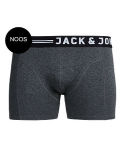 Schlichter Stretchboxer mit kontrastierendem schwarzen Band und Branding-Buchstaben Jack & Jones Dark Grey Mela