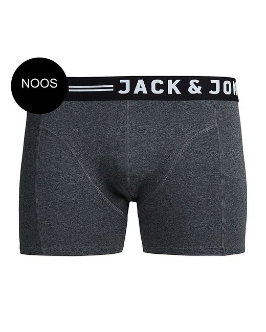 Schlichter Stretchboxer mit kontrastierendem schwarzen Band und Branding-Buchstaben Jack & Jones Dark Grey Mela