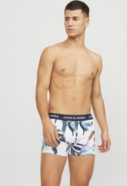Bóxers elásticos con estampado hojas Jack & Jones White