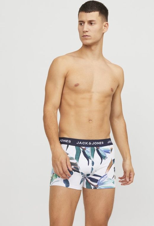 Bóxers elásticos con estampado hojas Jack & Jones White