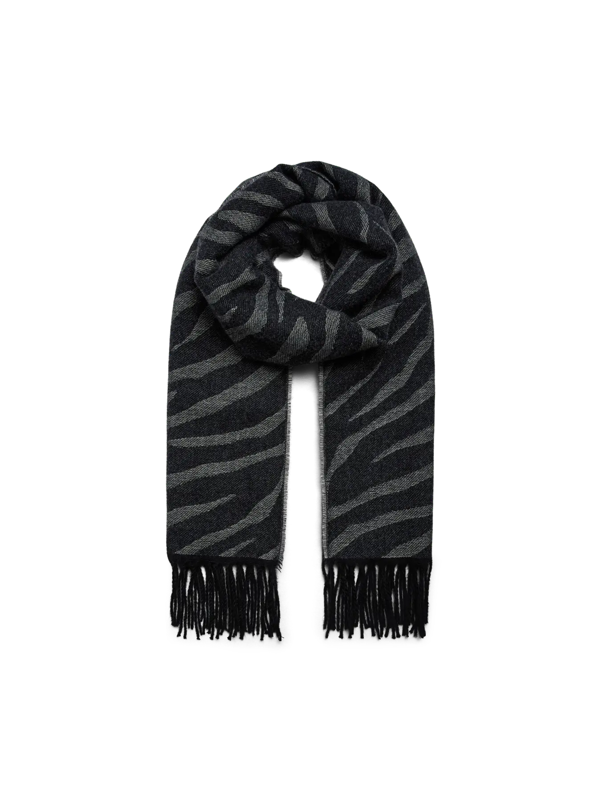 Bufanda con estampado zebra con flecos Vero Moda Black