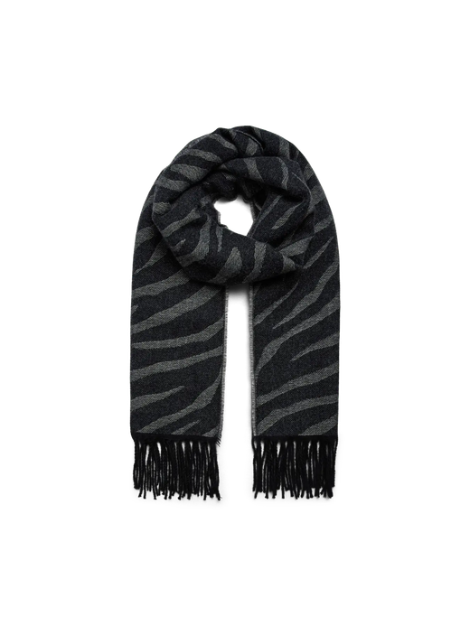 Bufanda con estampado zebra con flecos Vero Moda Black