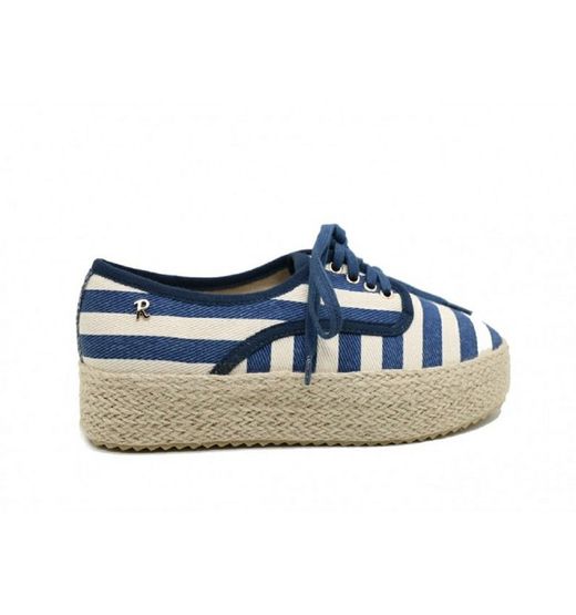 Esparto lace-up striped sailor shoes Refresh Navy