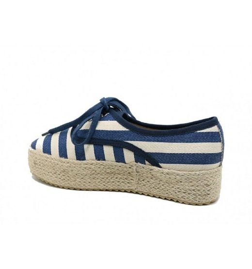 Esparto lace-up striped sailor shoes Refresh Navy