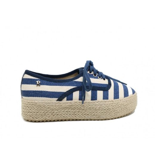 Esparto lace-up striped sailor shoes Refresh Navy