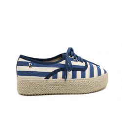 Esparto lace-up striped sailor shoes Refresh Navy