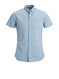 Produkt Chambray Blue Kurzarm Plain Basic Shirt