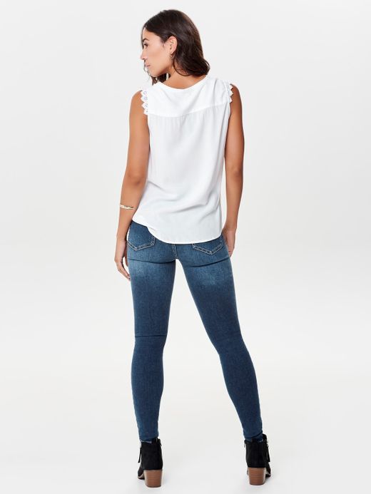 Camisa básica lisa s / m renda Somente Branco