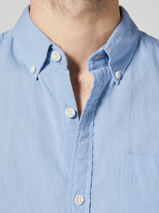 Produkt Chambray Blue Kurzarm Plain Basic Shirt