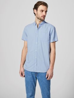 Produkt Chambray Blue Kurzarm Plain Basic Shirt